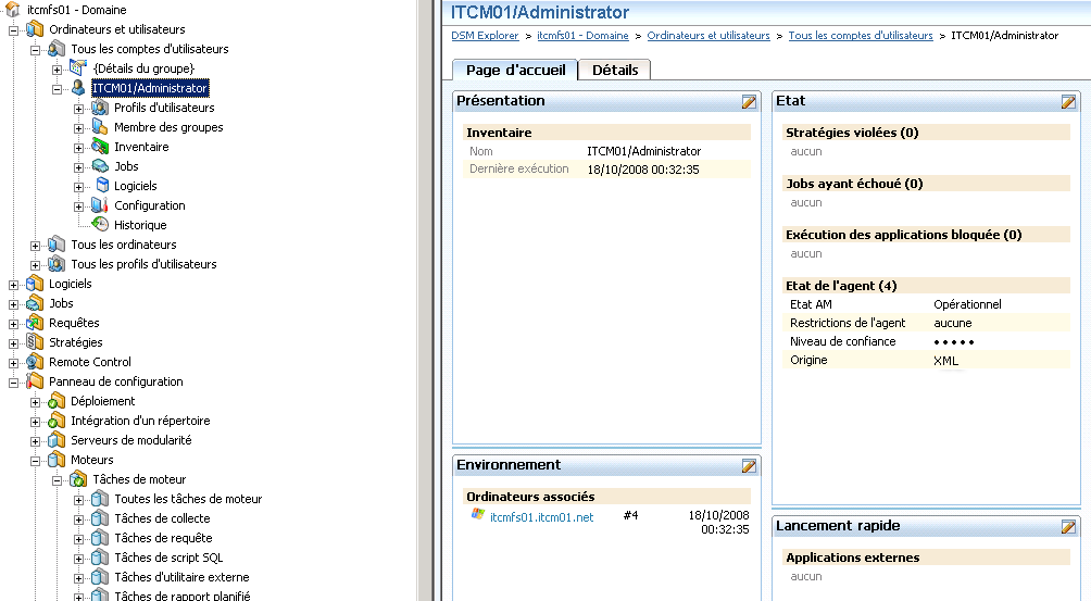 Capture indiquant l'origine et le niveau de confiance d'un utilisateur