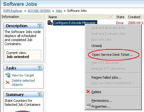 Capture d'écran indiquant l'emplacement de l'interface utilisateur graphique pour obtenir les détails du ticket dans le contexte d'un job logiciel