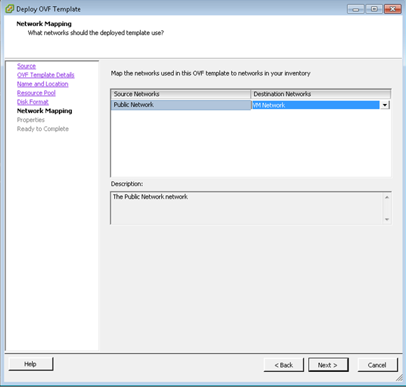 Displays the networks that the deployed template can use
