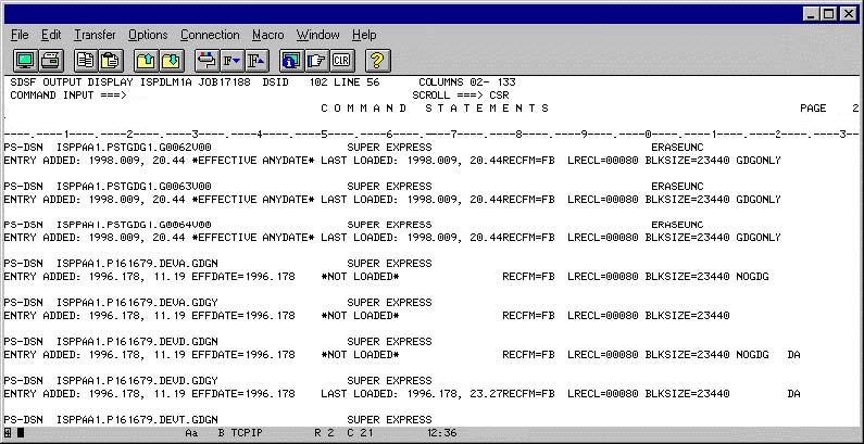 Control File Maintenance Utility Report in Short Format