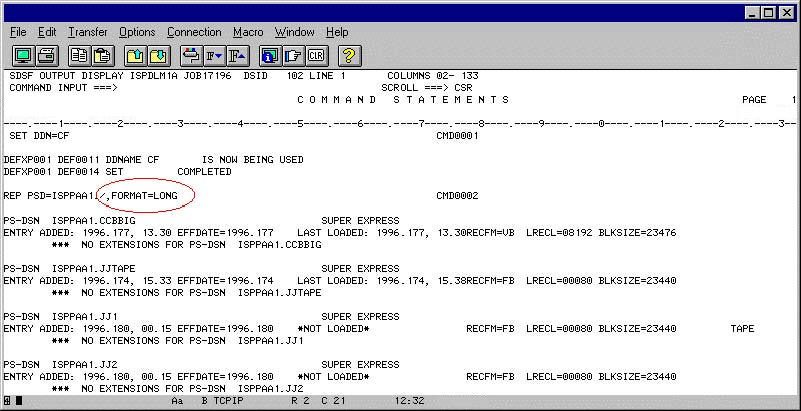 Control File Maintenance Utility Report in long format