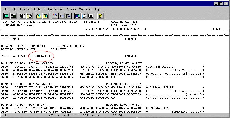 Control File Maintenance Utility Report in dump format