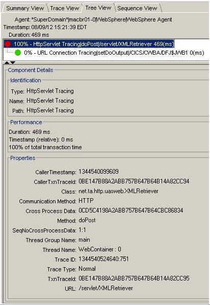 The screen capture shows the properties of a trace component.