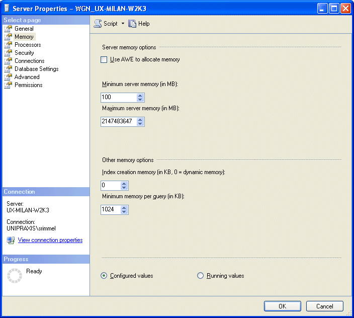 SQL Server 2005 server memory page