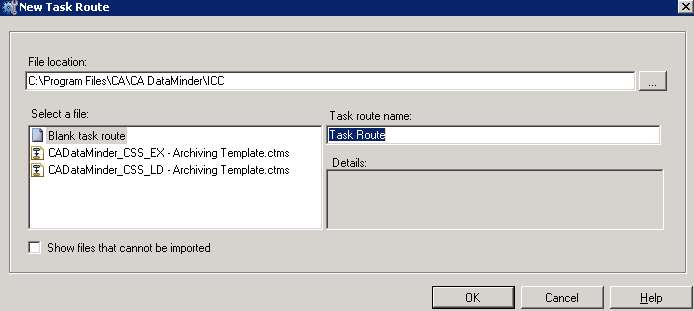 The New Task Route dialog.