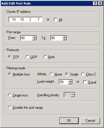 Add Edit Port Rule dialog