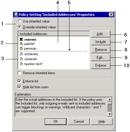 DLP--Policy Setting Dialog - List Setting