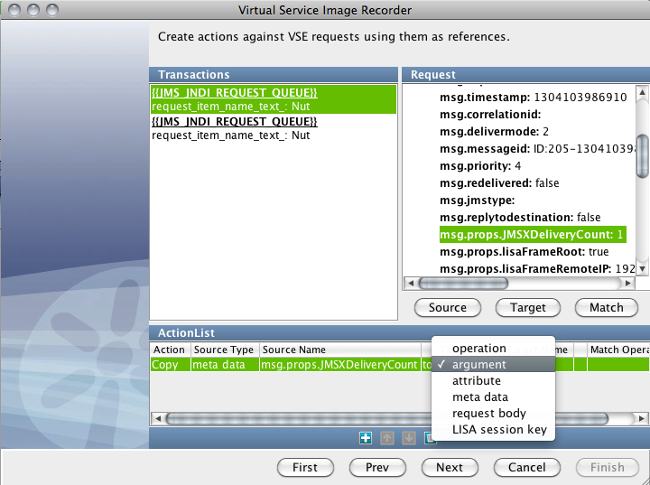 Screenshot of the Request Data Manager data protocol  Create actions against VSE requests screen.