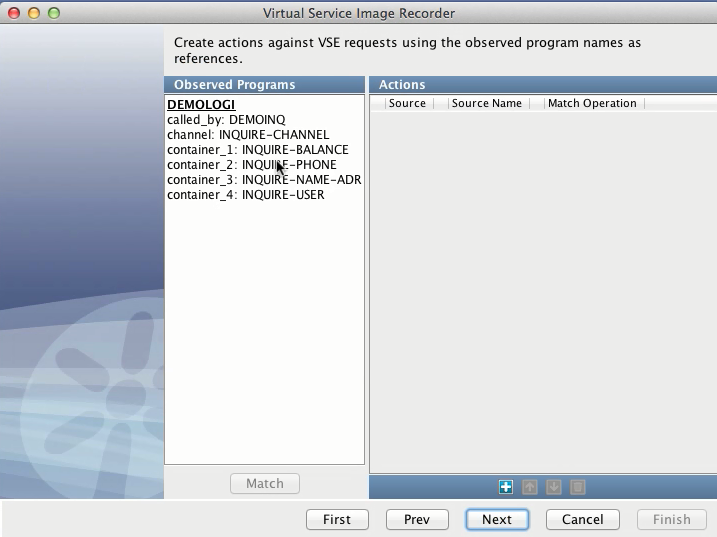 Screenshot for CICS Copybook data protocol Observed Programs screen.