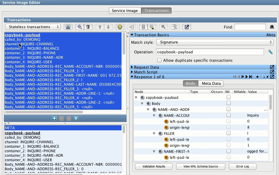 Screenshot for CICS Copybook data protocol completed VSI.