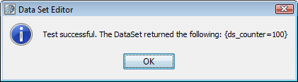 Screenshot of Data Set Editor success message for Tutorial 6