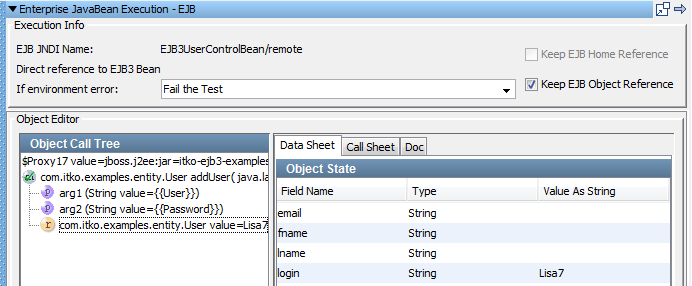Screenshot of Object Call Tree with User of Lisa7 for Tutorial 7