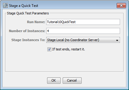 Screenshot of Stage Quick Test dialog for Tutorial 10