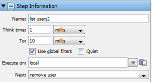 Screenshot of step information section