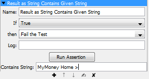 Screenshot of Result as String Contains Given String assertion