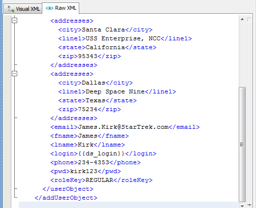 XML Data Set window - Raw XML tab