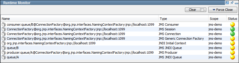 Screen capture of runtime monitor.