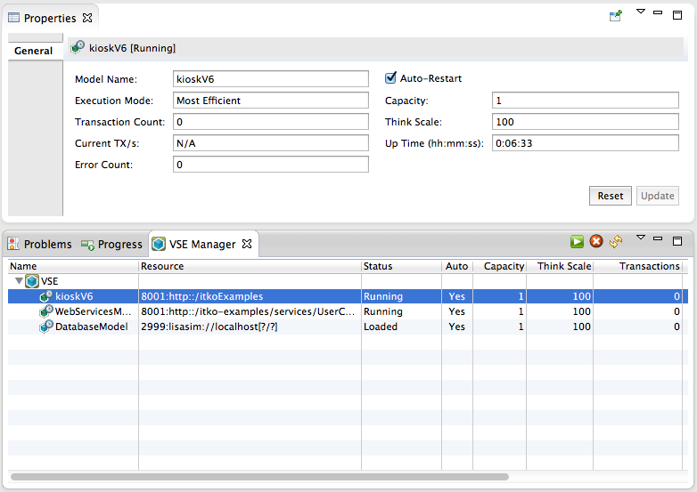 VSEManager properties - integration view