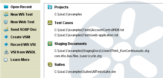 Fenêtre Quick Start (Démarrage rapide), option Open Recent (Ouvrir un document récent)