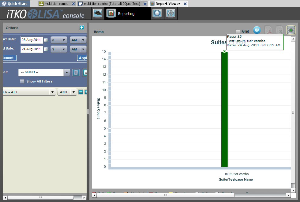 Capture d'écran de la visionneuse Report Viewer (Visionneuse de rapports) pour le didacticiel 10