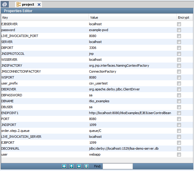 Capture d'écran de l'éditeur Properties Editor (Editeur de propriétés)