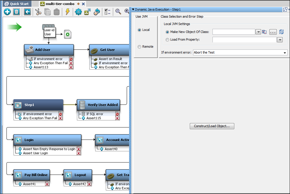 Editeur d'étapes pour l'étape Dynamic Java Execution (Exécution Java dynamique)