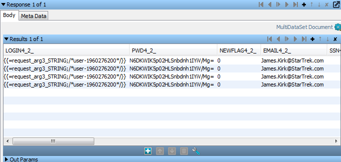 Exemple d'ensemble de résultats