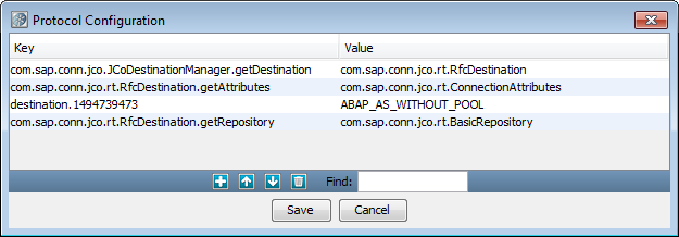 Capture d'écran de la boîte de dialogue Protocol Configuration (Configuration de protocole)