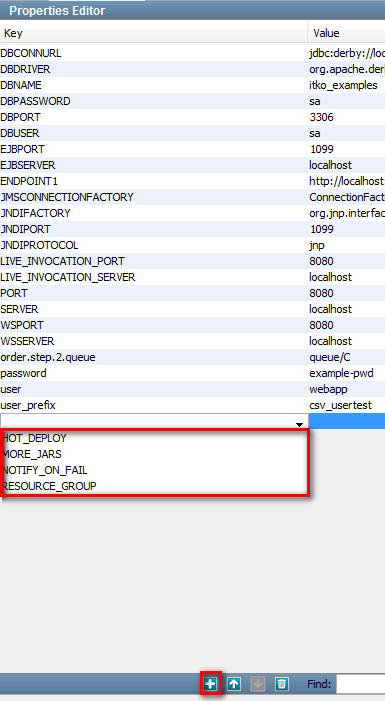 Capture d'écran de l'éditeur Properties Editor (Editeur de propriétés) marqué