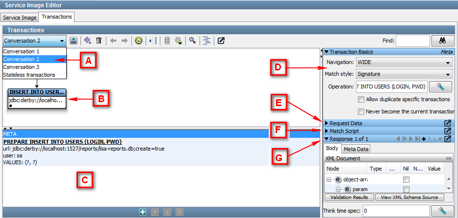 サービス イメージ エディタ - ［トランザクション］タブ