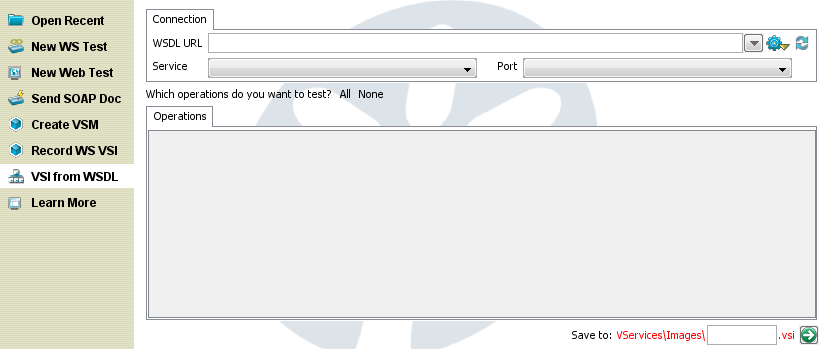 ［クイック スタート］ウィンドウ、［WSDL による VSI］オプション