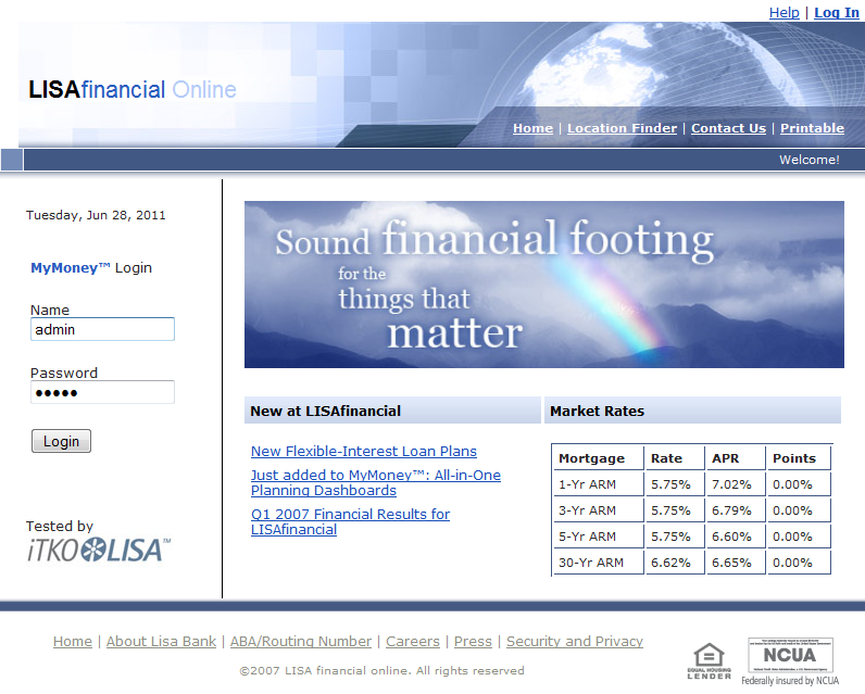 LISA Bank ログイン ページ