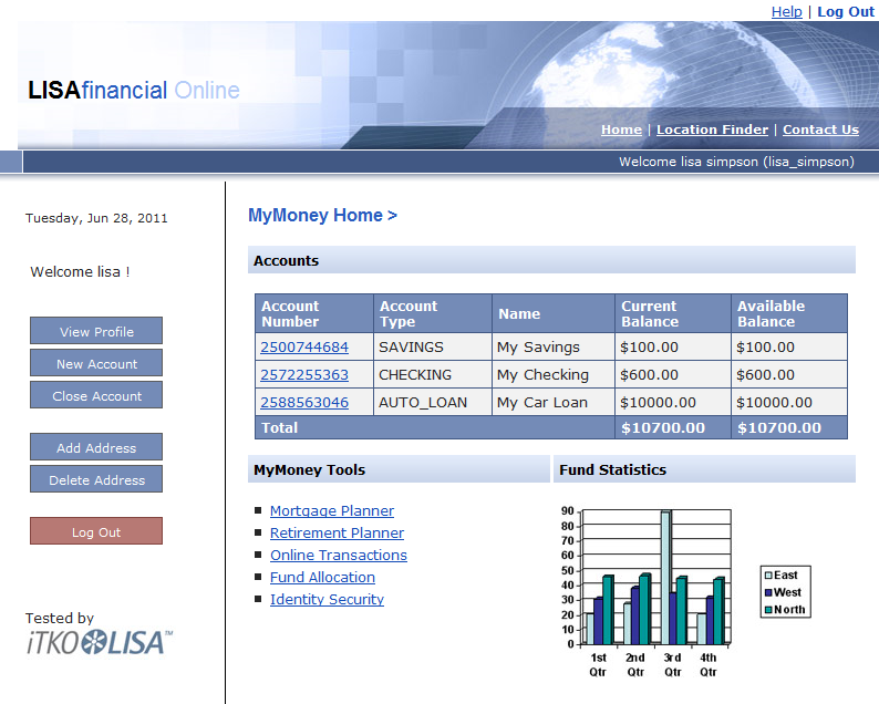 LISA Bank ［MyMoney ホーム］画面