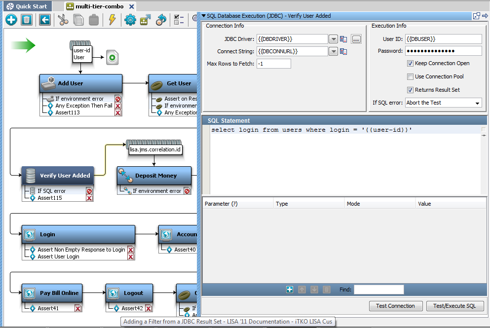 ulti-tier-combo の Verify User Added （追加されたユーザの検証）ステップのスクリーンショット