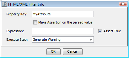 ［HTML/XML フィルタ情報］ダイアログ ボックス - プロパティ キーの入力