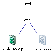 Screenshot of DXmanager, showing namespace partitions for Democorp and UNSPSC