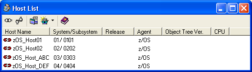 Screen shot example of the Host List dialog.