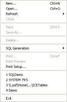 Data Modeler Validator File Menu New selection