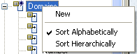 Model Explorer Shortcut Menu--Domain Sorting