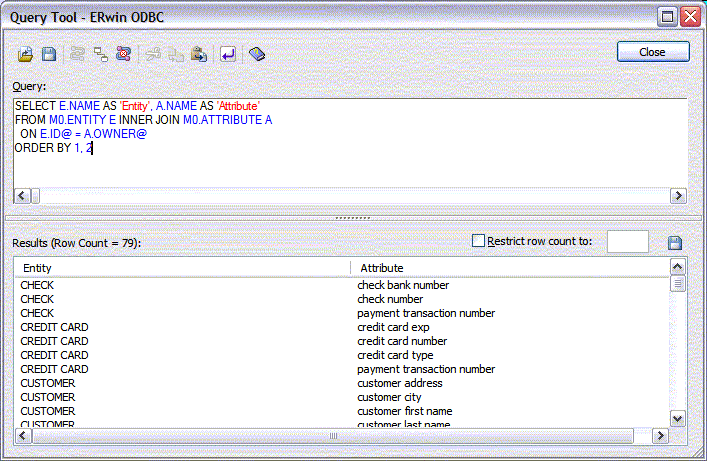 ODBC Query Tool ERwin ODBC