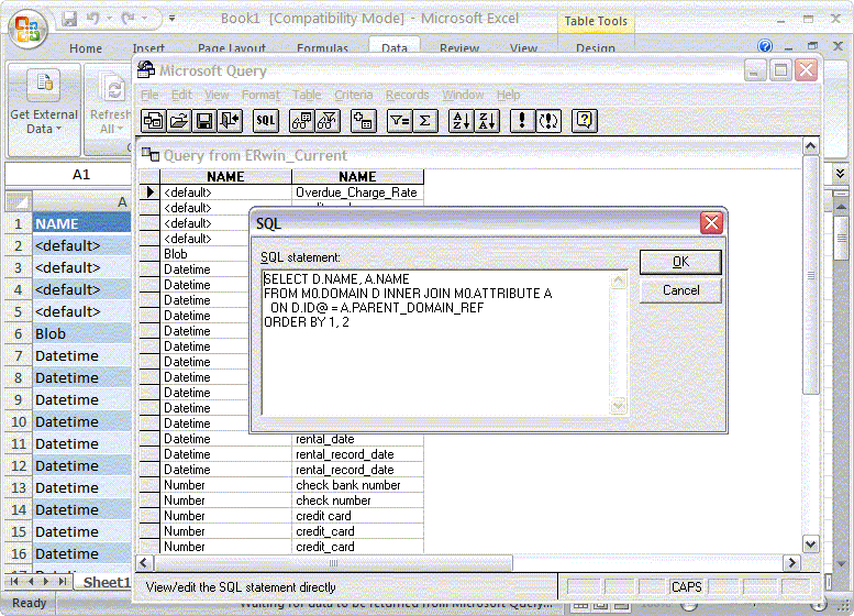 ODBC Example using MS Excel 2007