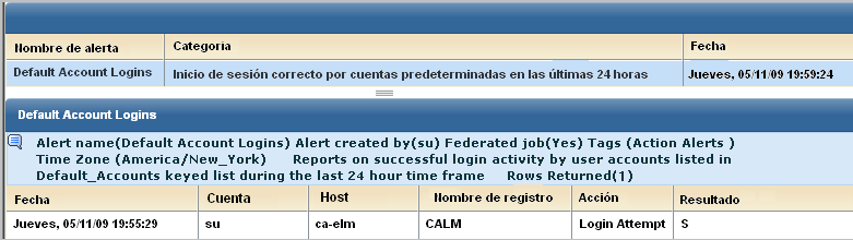 Consulte los detalles de inicio de sesión en cuentas predeterminadas.
