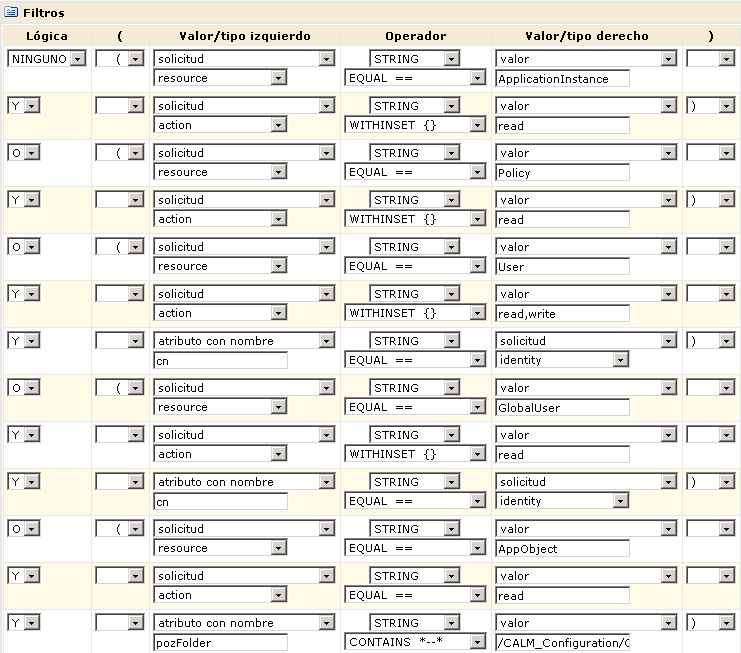 Introduzca el filtro para volver a crear la política.