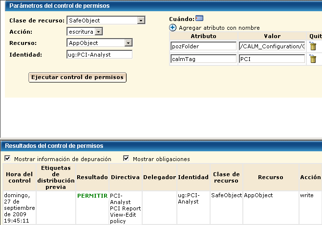 Compruebe el filtro mediante la ejecución de una comprobación de permisos.