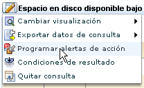 Haga clic en Opciones y seleccione Programar alertas de acción.