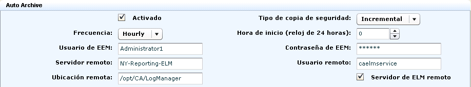 Seleccione una frecuencia de almacenamiento automático horaria en el servidor de informes.