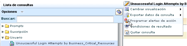 La lista desplegable aparece en el panel derecho.