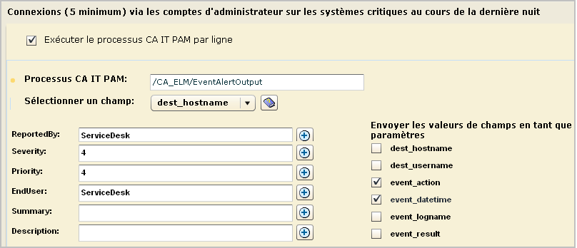 Sélectionnez les deux champs définis en tant que paramètres locaux.
