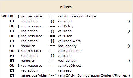 Le filtre spécifie les détails.