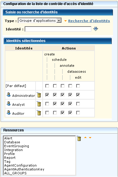 Le type IdentityAccessControlList vous permet d'autoriser des actions spécifiquement à des utilisateurs ou des groupes d'utilisateurs donnés.